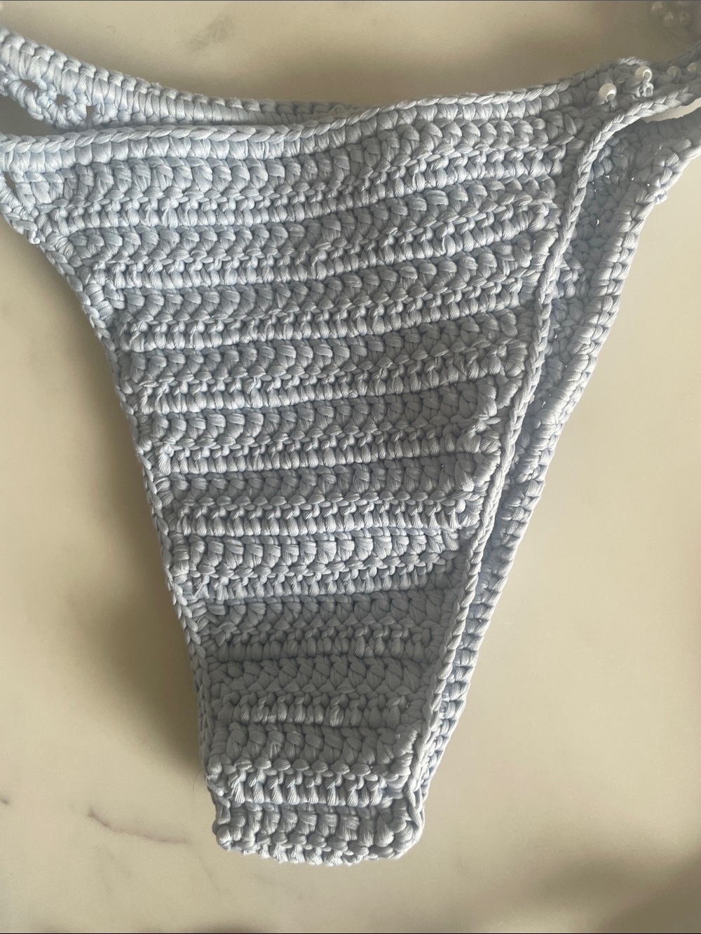 Crochet Triangle Bikini Set - Pale Blue #B8 - Picture 11 of 12